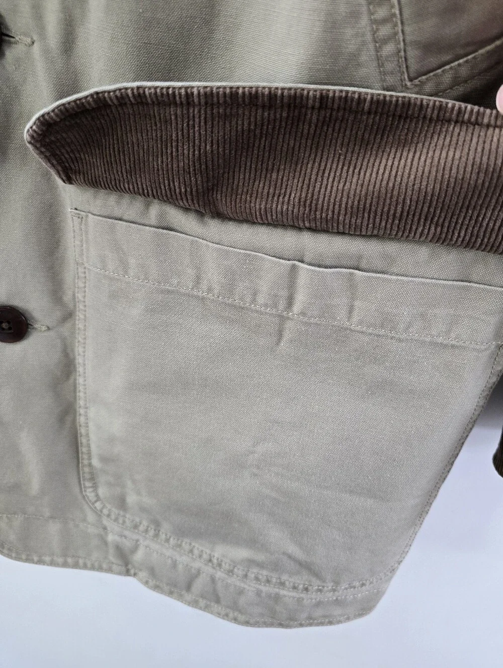 LL Bean Barn Jacket Corduroy Trim Vintage VTG 90s Y2k Chore Coat Button Front M - Picture 3 of 15